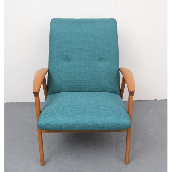 Image 1 of Vintage gerestaureerde Petrol fauteuil - jaren 1950