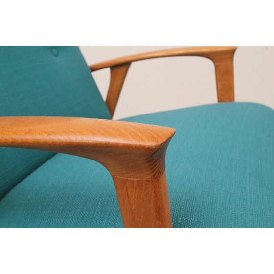 Image 1 of Vintage gerestaureerde Petrol fauteuil - jaren 1950