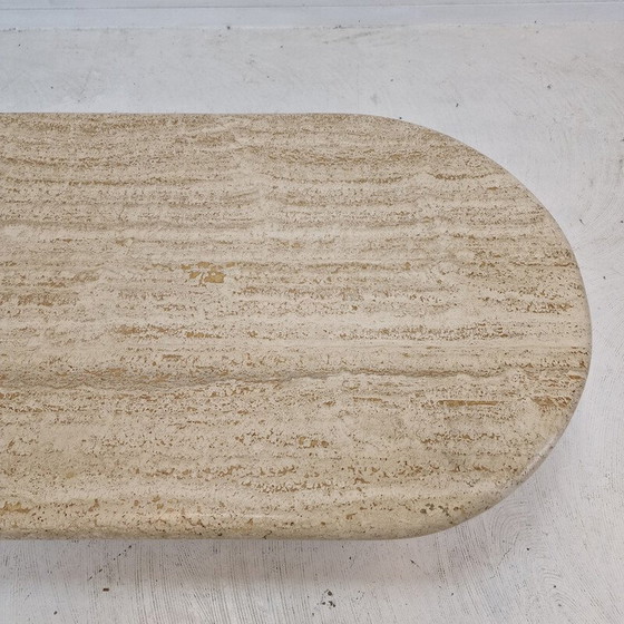 Image 1 of Italiaanse vintage salontafel in travertijn, jaren 1980