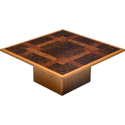 Vintage mozaïek en eiken salontafel van Middelboe en Lindum voor Tranekaer, Denemarken 1970