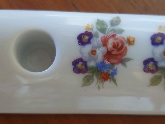 Image 1 of 1874 Romantische Porseleinen Mini Kandelaartjes Met Bloemen