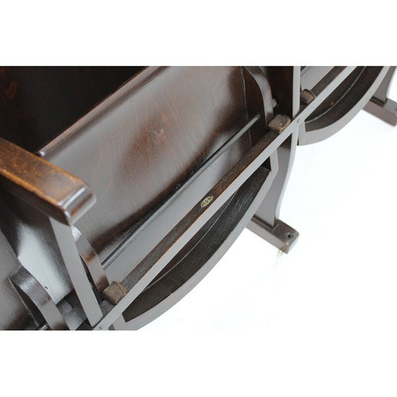 Image 1 of Vintage 3-zits bioscoopbankjes van beukenhout voor Ton, Tsjecho-Slowakije 1970