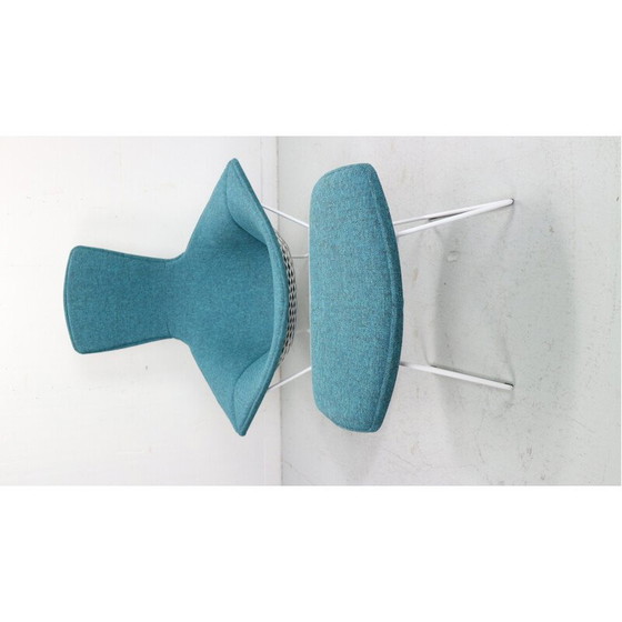 Image 1 of Vintage stalen fauteuil met voetenbankje van Harry Bertoia voor Knoll International, 1952
