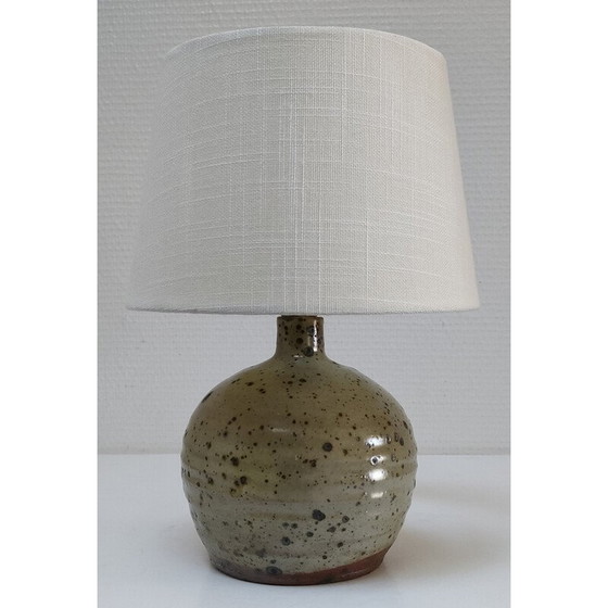 Image 1 of Vintage steengoed bollamp geglazuurd met pyriet door Gustave Tiifoche, 1980