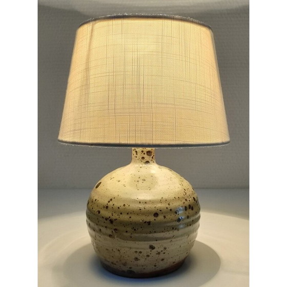 Image 1 of Vintage steengoed bollamp geglazuurd met pyriet door Gustave Tiifoche, 1980