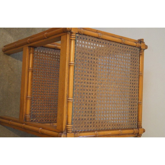 Image 1 of Vintage bijzettafeltje van hout en glas, 1960