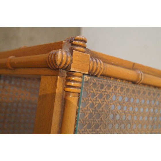 Image 1 of Vintage bijzettafeltje van hout en glas, 1960