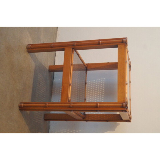 Image 1 of Vintage bijzettafeltje van hout en glas, 1960
