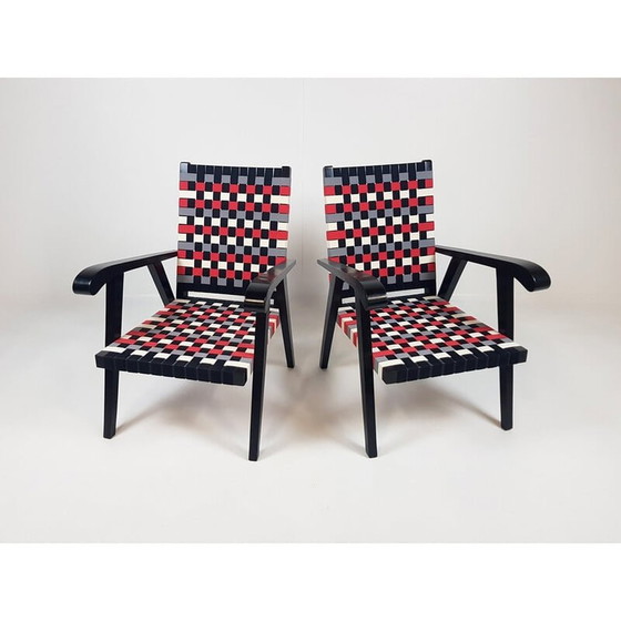 Image 1 of Paar vintage eiken fauteuils, jaren 1950