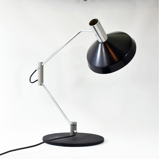 Image 1 of Vintage zwart gelakte metalen lamp model 50 S van Rico Baltensweiler, Zwitserland 1961