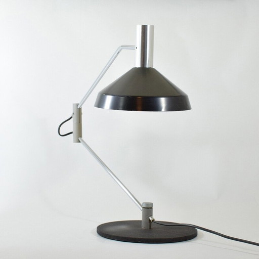 Vintage zwart gelakte metalen lamp model 50 S van Rico Baltensweiler, Zwitserland 1961