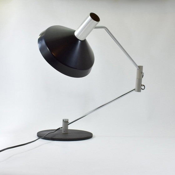 Image 1 of Vintage zwart gelakte metalen lamp model 50 S van Rico Baltensweiler, Zwitserland 1961