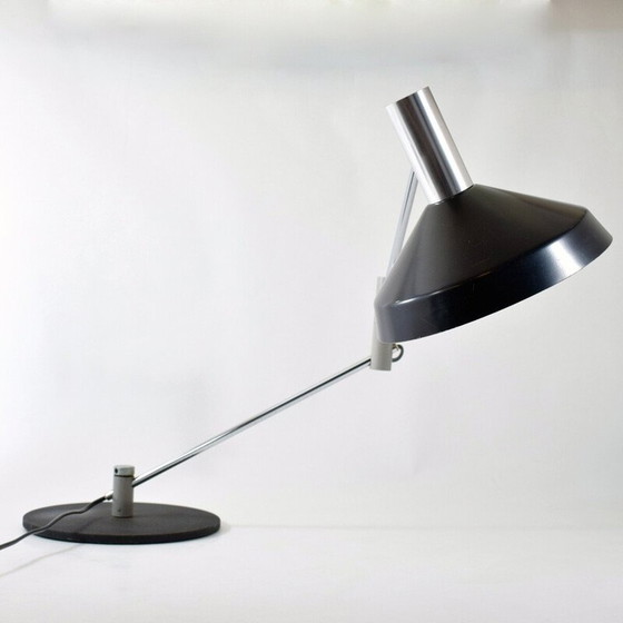 Image 1 of Vintage zwart gelakte metalen lamp model 50 S van Rico Baltensweiler, Zwitserland 1961