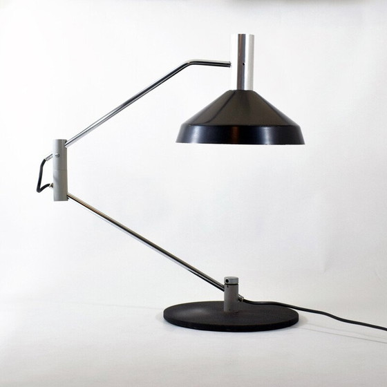 Image 1 of Vintage zwart gelakte metalen lamp model 50 S van Rico Baltensweiler, Zwitserland 1961