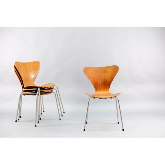 Image 1 of Set van 4 vintage teakhouten eetkamerstoelen van Wilde en Spieth, Duitsland 1960