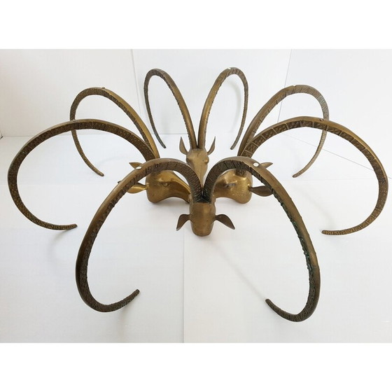 Image 1 of Vintage verguld messing ramskop salontafel