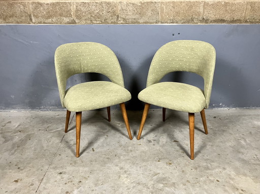 2x Midcentury gestoffeerde kuipstoel