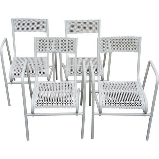 Set van 4 vintage witte tuinstoelen, 1950