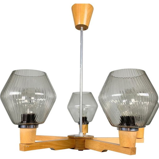 Vintage kroonluchter van Drevo Humpolec, Tsjecho-Slowakije 1970