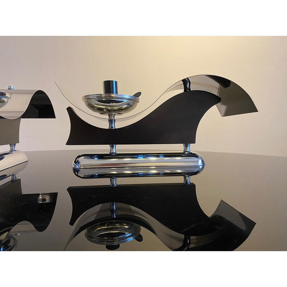 Image 1 of Vintage wandlamp van metaal en geblazen glas, Italië 1970