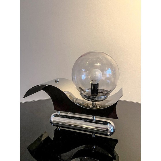 Image 1 of Vintage wandlamp van metaal en geblazen glas, Italië 1970