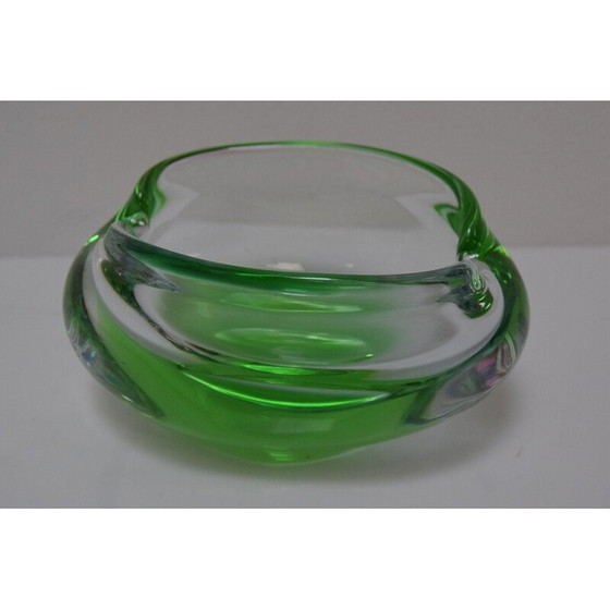 Image 1 of Vintage metallurgisch glazen asbak van Glasswork Novy Bor, Tsjecho-Slowakije 1960