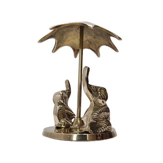 Image 1 of Vintage Messing Beeldje Met Olifanten