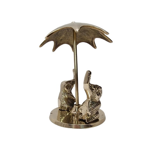 Image 1 of Vintage Messing Beeldje Met Olifanten