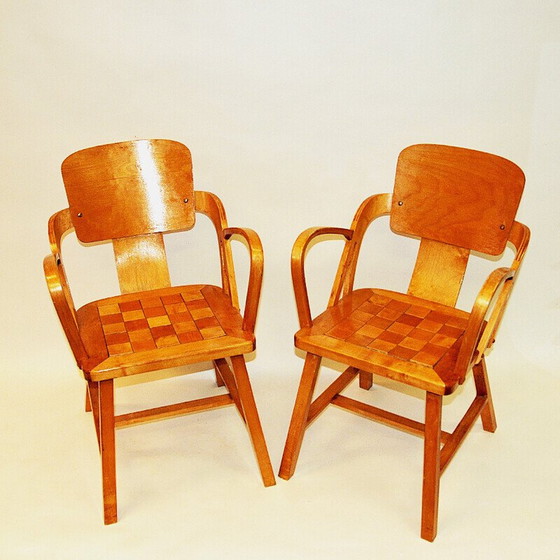 Image 1 of Paar vintage berkenhouten fauteuils van Per Aaslid voor Aaslid Møbelfabrikk, Noorwegen 1950