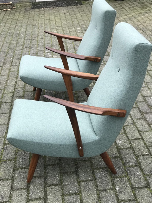 2 Midcentury Vintage  Deense Fauteuils In Nieuwstaat