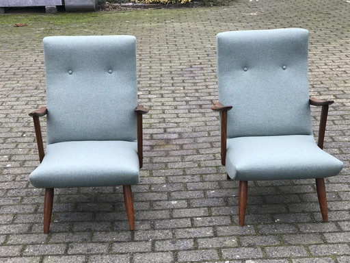 2 Midcentury Vintage  Deense Fauteuils In Nieuwstaat