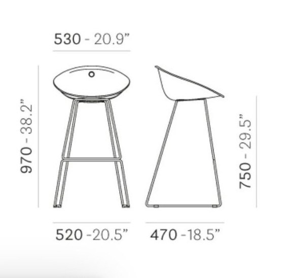 Image 1 of 6x Pedrali Gliss 906 Kruk Met Slede Poot