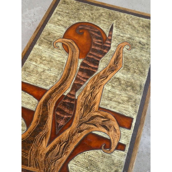 Image 1 of Vintage geëmailleerde lava salontafel door Jean Jaffeux, 1970