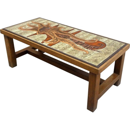 Vintage geëmailleerde lava salontafel door Jean Jaffeux, 1970