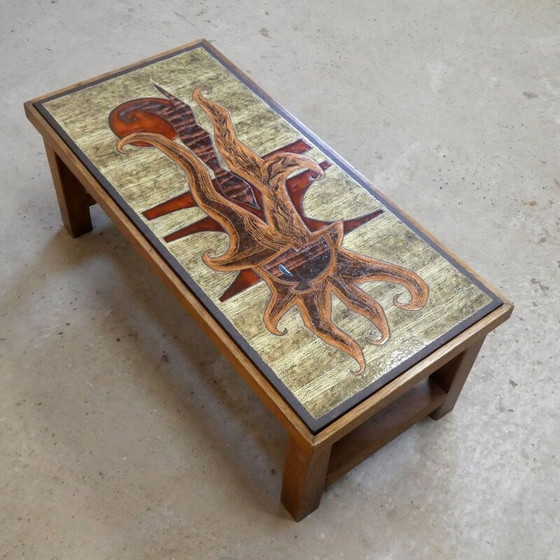 Image 1 of Vintage geëmailleerde lava salontafel door Jean Jaffeux, 1970