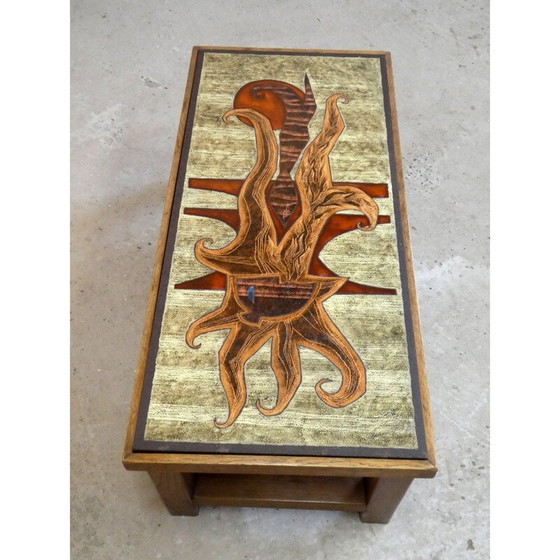 Image 1 of Vintage geëmailleerde lava salontafel door Jean Jaffeux, 1970