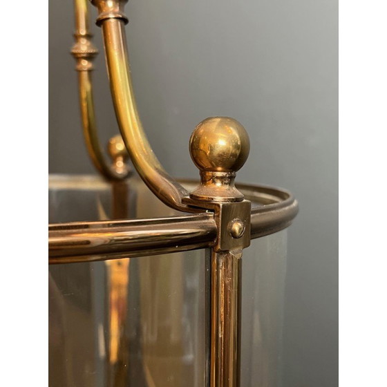 Image 1 of Vintage ronde lantaarn van messing en glas, Frankrijk 1970