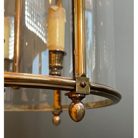 Image 1 of Vintage ronde lantaarn van messing en glas, Frankrijk 1970