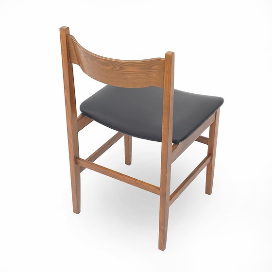 Image 1 of 4 houten stoelen met gecapitonneerde zitting, 1950S