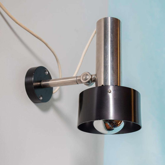 Image 1 of Vintage design wandspot jaren 60 rvs/zwart Nordisk Solar