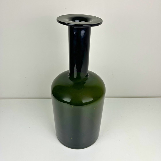 Image 1 of Otto Brauer  ‘Gulvase’  olijfgroen – Kastrup Holmegaard 