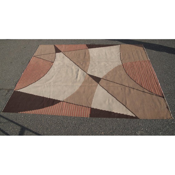 Image 1 of Vintage geometrisch kelimtapijt, Tsjecho-Slowakije 1950