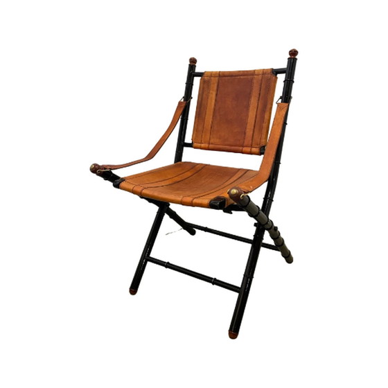 Image 1 of Vintage Officiersstoel Metaal Faux Bamboe Frame