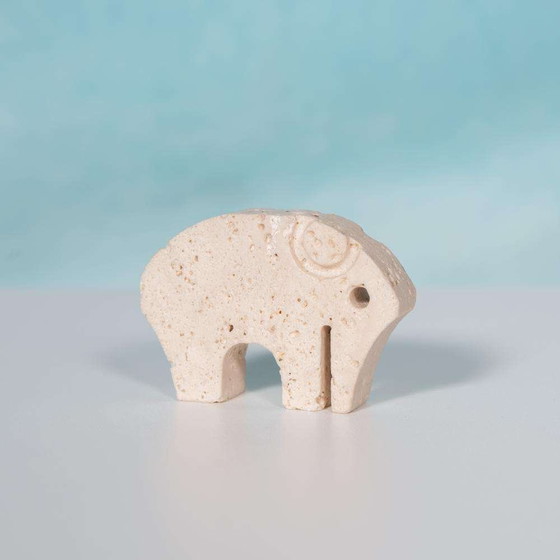 Image 1 of 70s Travertin beeldje Fratelli Manelli, elephant sculpture