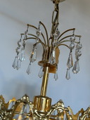 Vintage hanglamp kroonluchter kristal messing frame 