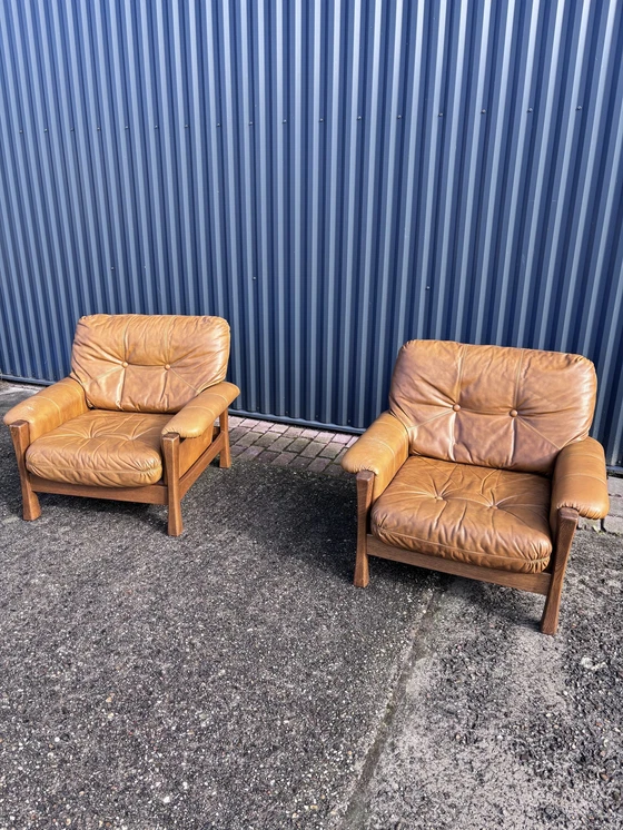 Image 1 of 2 X Vintage Fauteuil Leer