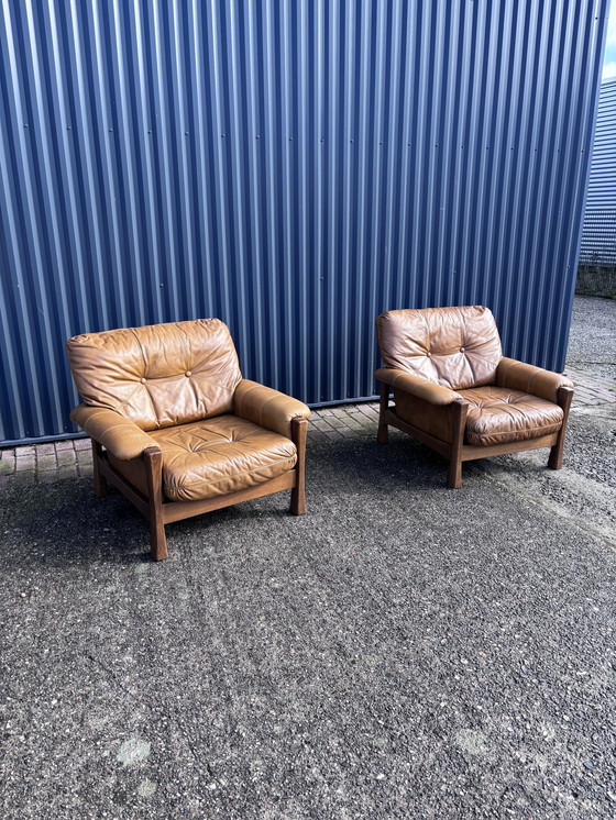 Image 1 of 2 X Vintage Fauteuil Leer