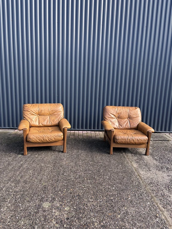 Image 1 of 2 X Vintage Fauteuil Leer