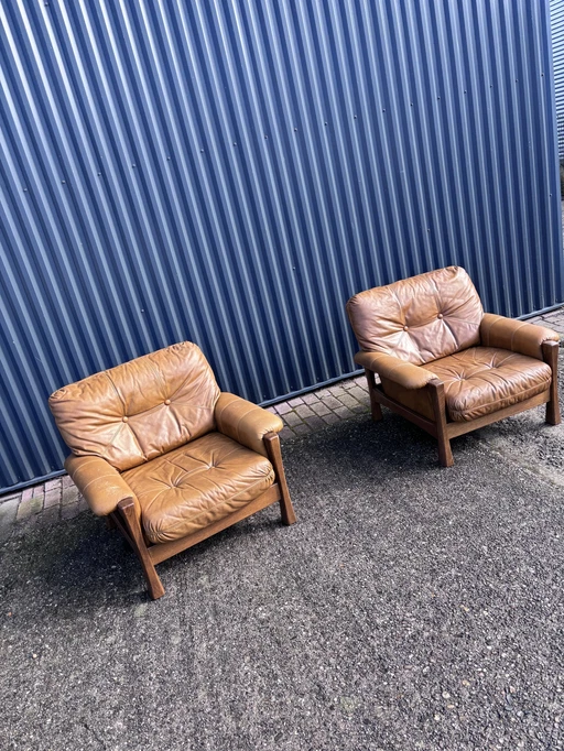 2 X Vintage Fauteuil Leer