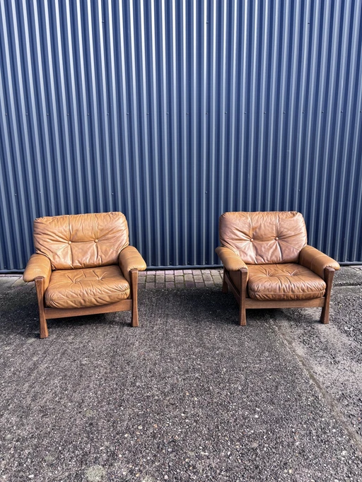 2 X Vintage Fauteuil Leer